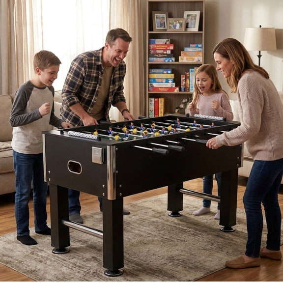 GOMYHOME 54" Foosball Table Game Table with MDF Frame, Steel Play Rods, Cup Holder, Black