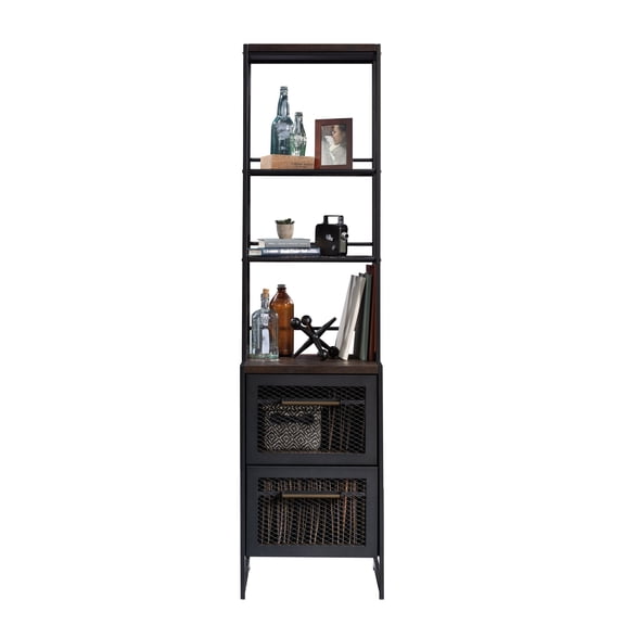 GOMYHOME 72" Slim Vertical Storage Tower with 2 Drawers & Open Shelving, Space Saver Bookcase