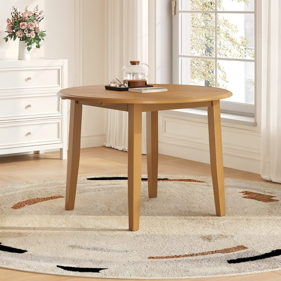 GOMYHOME Extendable Round Dining Table, Folding Wood Table for 24, Space-Saving Modern Design