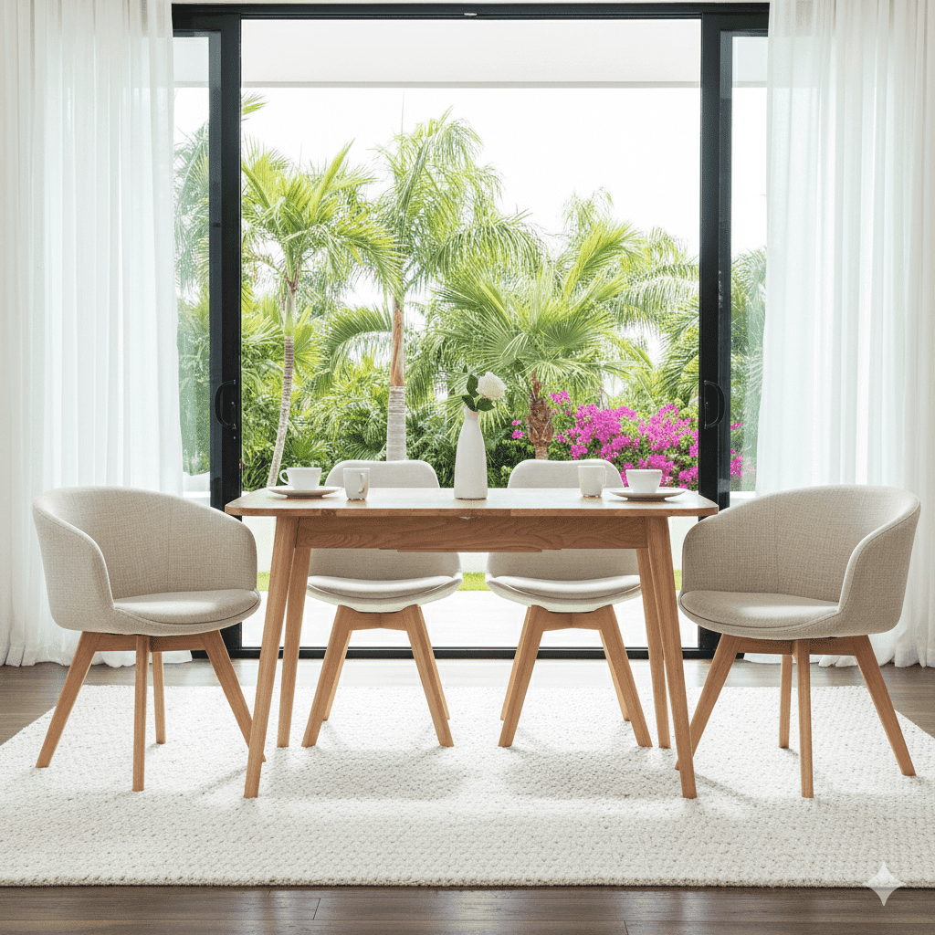 GOMYHOME Mid-Century Modern Extendable Wood Dining Table, 42.5