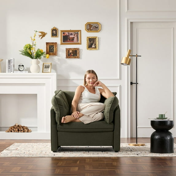 GOMYHOME Modern Chenille Oversized Armchair, Lounge Chair for Living Room & Bedroom