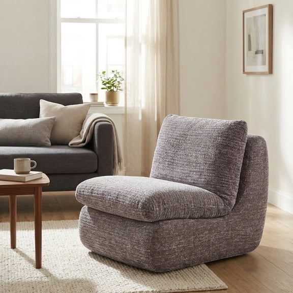 GOMYHOME Oversized Modular Armless Chair, Plush Boucle Deep-Seated Accent Slipper, Mauve Gray