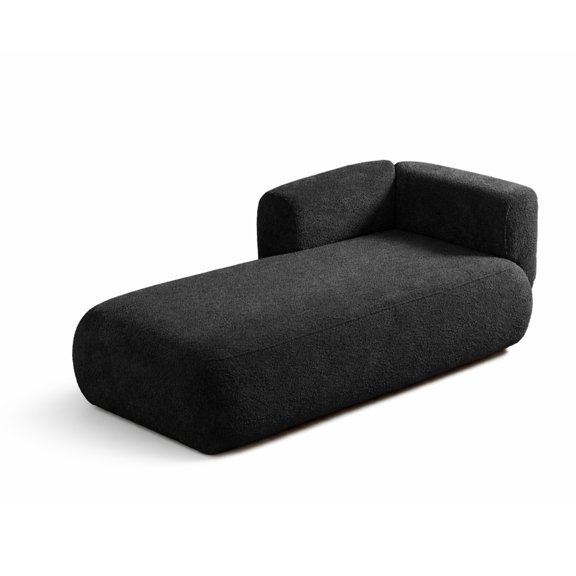 GOMYHOME Upholstered Chaise Lounge Chair, Modern Boucle Fabric, Black