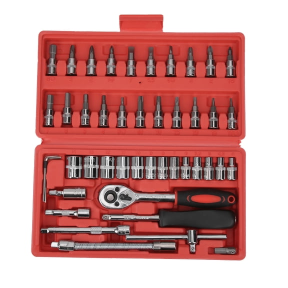 GONCON 1/4-in Drive Impact Socket Wrench Set, 45-Piece Chrome Vanadium Steel Hand Tool Kit for Auto Repair (1/4 inches / 6.35 mm)