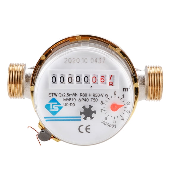 GONCON 15mm 1/2 inch Cold Water Meter 360 Degree Adjustable Rotary Counter Cubic Flow Meter for Garden and Home, 0.0001 Accuracy