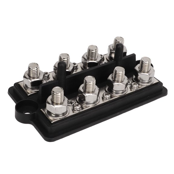 GONCON Bus Bar Marine RV Battery Terminal Power Distribution Block 2 Row M8 Stud DC12-48V 150A Black (7.87 inches / 20 cm)