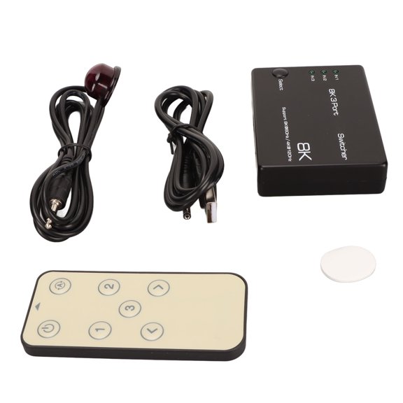 GONCON HD Multimedia Interface Switcher 8K@60Hz 4K@120Hz 3-in-1-Out HDMI Video Switch with HDR Dolby Vision Support, 40Gbps High-Speed Transmission, Remote Control Included (No Battery)