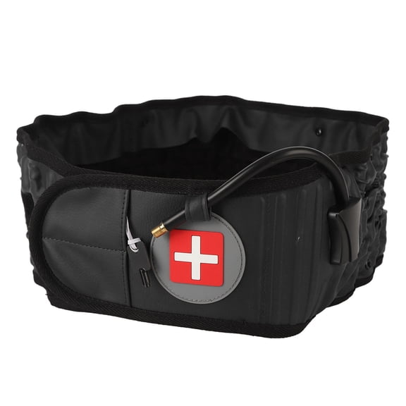 GONCON Inflatable Lumbar Traction Belt Lower Back Support Brace with Hand Pump for Decompression Back Pain Relief, Black, Free Size (8.66 in / 22.00 cm)
