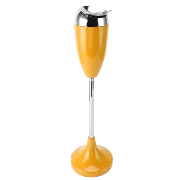 GONCON Outdoor Standing Ashtray with Lid, Large Capacity Self Cleaning Detachable Floor Standing Ash Butt Tray for Home Patio Office, Yellow, 9.06x6.30x6.30 Inches / 23x16x16 cm