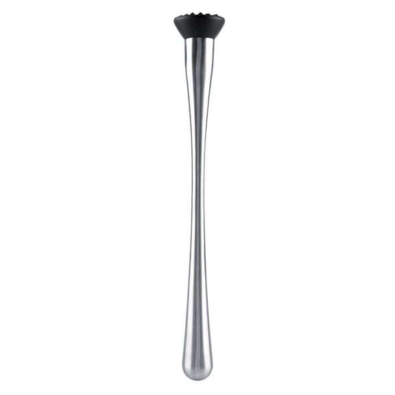 GONCON Professional 11.4 Inches Stainless Steel Cocktail Muddler for Mojito and Fruit Drinks with Grid Textured Food Grade PP Head - Silver Non-Slip Bar Muddler Tool