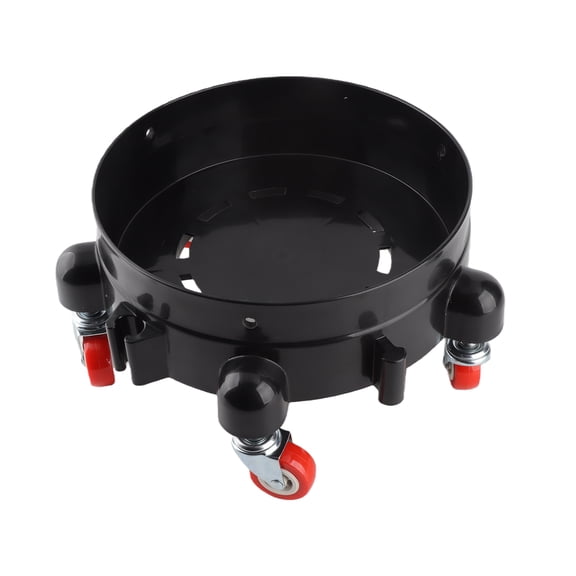 GONCON Rolling Bucket Dolly for Car Washing, Heavy Duty Plastic Drum Dolly with 5 Swivel Casters, Black, Premium PP Material Car Wash Accessories, 11.34 inches / 28.8 cm