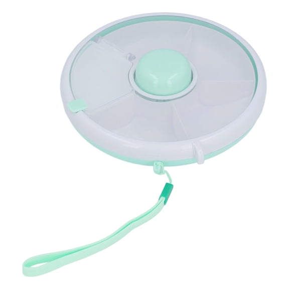 GONCON Rotating Divided Snack Container Box, Portable Leak-Proof Round Organizer for Outdoor, Travel & Home, Includes Multiple Sections for Candies & Nuts (7.48 in / 19 cm), Green