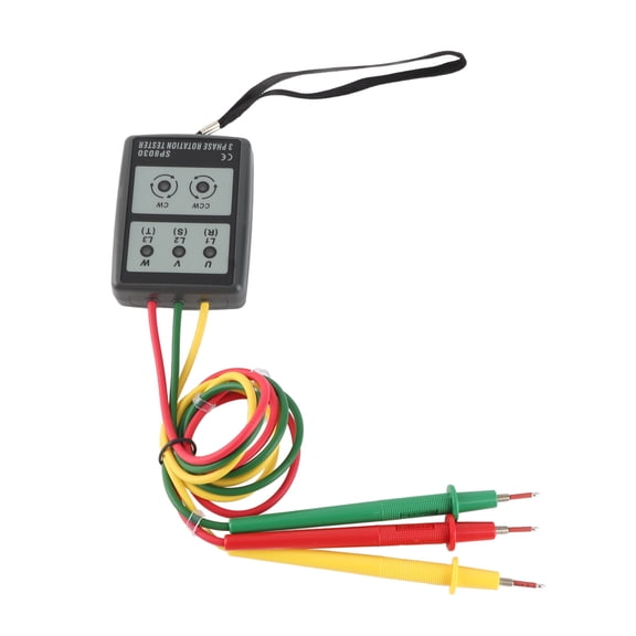 GONCON SP8030 3-Phase Alternating Current Phase Meter, Portable Phase Sequence Tester & Detector with LED Lights and Buzzer Indicator, 3.35 x 2.52 x 0.91 inches / 8.5 x 6.4 x 2.3 cm
