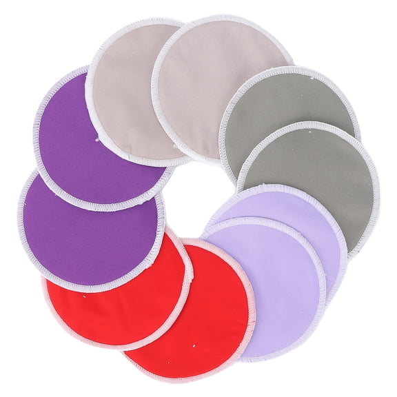 GONCON Washable Breastfeeding Pads Ultra Soft Fiber Nipple Nursing Breast Pads Contoured Leakproof 3-Layer Bamboo Day Night Feeding Pads for Maternity, 12cm / 4.7 inches Diameter, 10 Pack