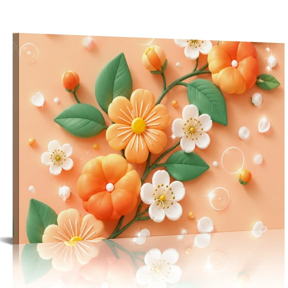 GONGXIFACAI 3D Clay Floral Leaf Pattern HD Print Framed Canvas Wall Art, Ready An Excellent Gift Choice, Wall Art Suitable For Living Room Bedroom Kitchen Classroom Studio Family