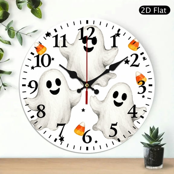 GONGXIFACAI No AA Battery Lncluded, Three Ghosts Candy Corn Star Watercolor Clipart Print, Wall hanging decor Silent Mechanical Movement - Lobby Corridor Dining Room Bedroom Office Classroom