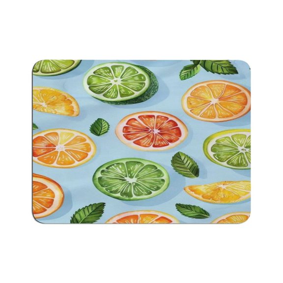 GONGXIFACAI Autua Citrus Mint Leaf Pattern Mouse Pad, Square Smooth Surface Desk Mat, Stitched Edge for Office, Laptop, Computer, Home,