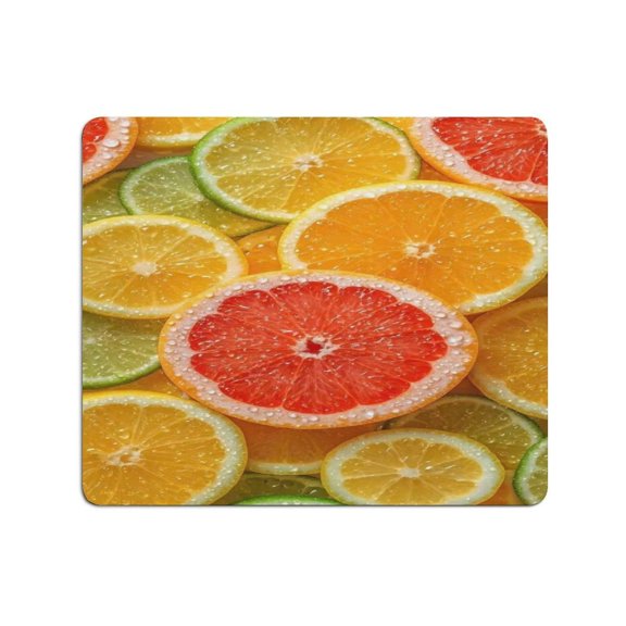 GONGXIFACAI Autua Citrus Water Drop Pattern Mouse Pad, Square Smooth Surface Desk Mat, Stitched Edge for Office, Laptop, Computer, Home,