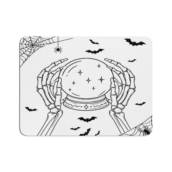 GONGXIFACAI Autua Crystal Ball Skeleton Mouse Pad, Square Smooth Surface Desk Mat, Stitched Edge for Office, Laptop, Computer, Home,