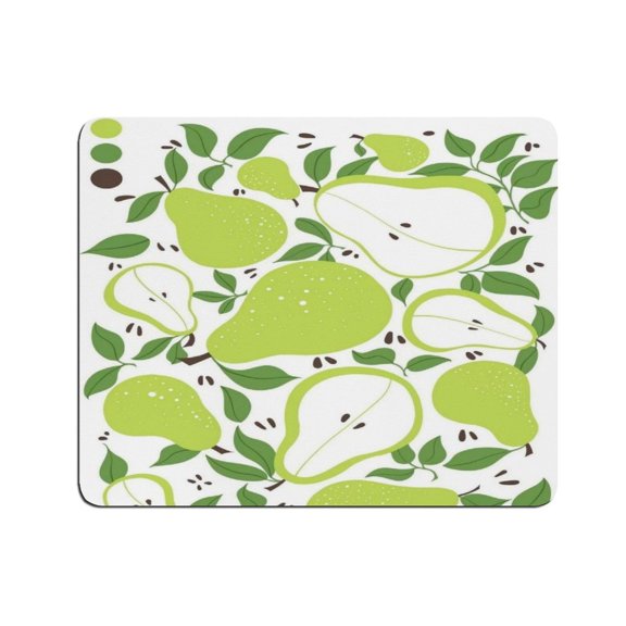 GONGXIFACAI Autua Green Pear Leaf Pattern Mouse Pad, Square Smooth Surface Desk Mat, Stitched Edge for Office, Laptop, Computer, Home,