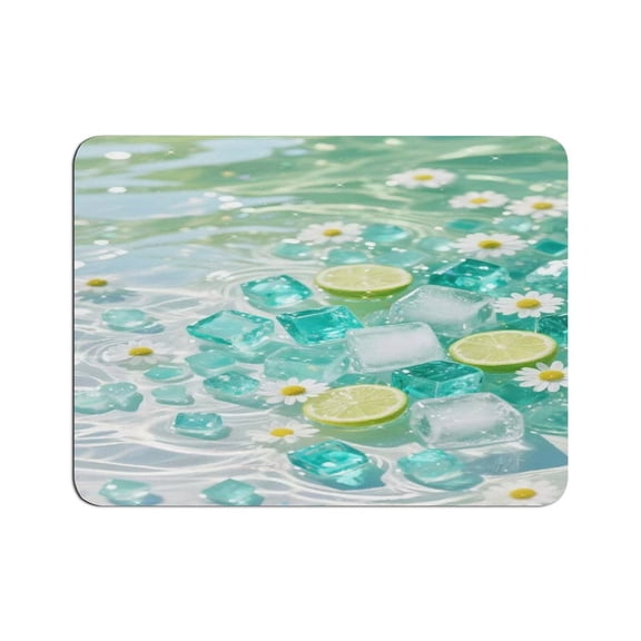 GONGXIFACAI Autua Lime Daisy Ice Pattern Mouse Pad, Square Smooth Surface Desk Mat, Stitched Edge for Office, Laptop, Computer, Home,