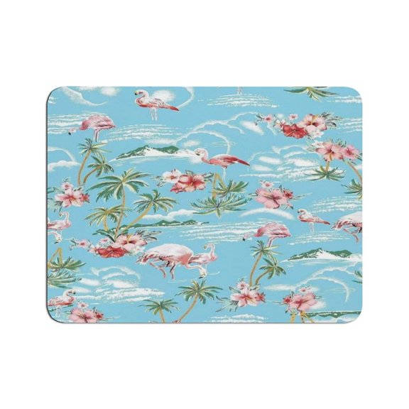 GONGXIFACAI Autua Tropical Flamingo Hibiscus Mouse Pad, Square Smooth Surface Desk Mat, Stitched Edge for Office, Laptop, Computer, Home,