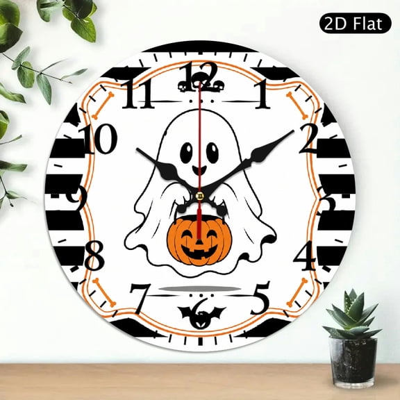 GONGXIFACAI Decor Gift, Trick Or Treat Ghost Pumpkin Bucket Striped Frame Print, Battery Operated (AA Not Included) Wall art Decor - Lobby Corridor Dining Room Bedroom Office Classroom