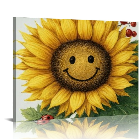 GONGXIFACAI Smiling Sunflower Wall Art,  HD Print Framed Canvas Wall Art,  Ready An Excellent Gift Choice Suitable For Living Room Bedroom Kitchen Classroom Studio Family