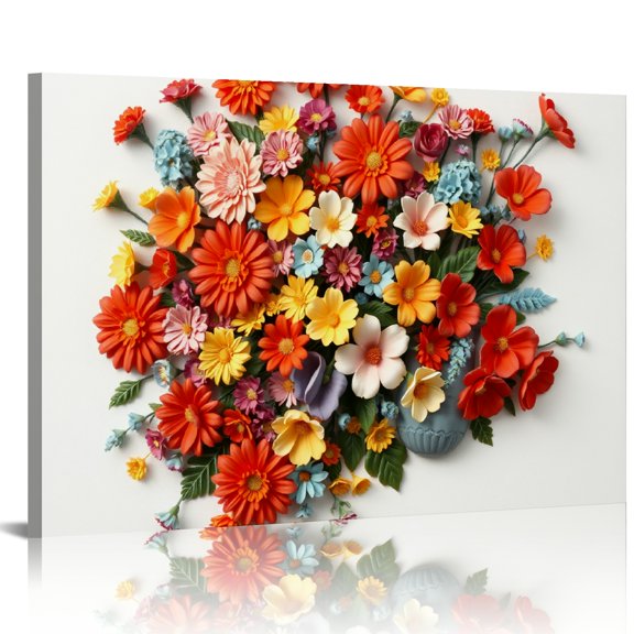 GONGXIFACAI Spring Blooms Relief Art HD Print Framed Canvas Wall Art, Ready An Excellent Gift Choice, Wall Art Suitable For Living Room Bedroom Kitchen Classroom Studio Family