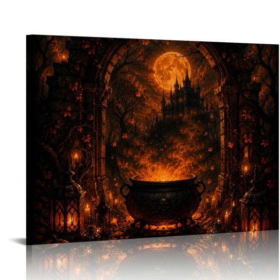 GONGXIFACAI Stone Arch Magic Cauldron Castle View Wall Art, HD Print Framed Canvas Wall Art, Ready An Excellent Gift Choice Suitable For Living Room Bedroom Kitchen Classroom Studio Family