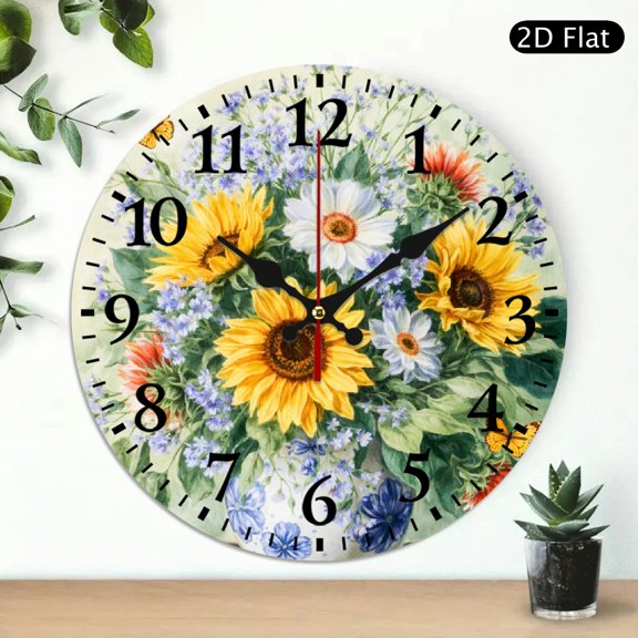 GONGXIFACAI Sunflower Bouquet Decor Gift, Battery Operated (AA Not Included) Silent Mechanical Movement, Lobby Corridor Dining Room Bedroom Office Classroom