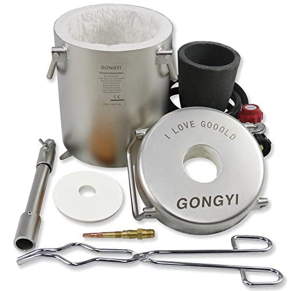 GONGYI 6KG Propane Jewelry Casting Kit, Stainless Steel Furnace, Includes Crucible \u0026 Tongs
