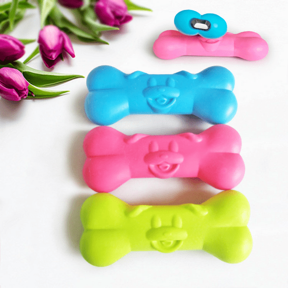 GONGYING medium-sized bone dog toy with grinding teeth and squeaking sound, bite resistant, 3-piece set