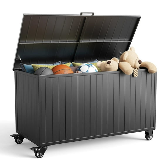 GONICHA 150 Gallon Outdoor Storage Box with Swivel Wheels,Waterproof Deck Box with Lid for Patio Furniture, Garden Tools, Outdoor Cushion,Black