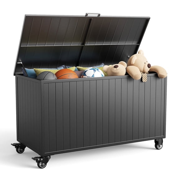GONICHA 150 Gallon Outdoor Storage Box with Swivel Wheels,Waterproof Deck Box with Lid for Patio Furniture, Garden Tools, Outdoor Cushion,Black