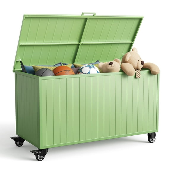 GONICHA 150 Gallon Outdoor Storage Box with Swivel Wheels,Waterproof Deck Box with Lid for Patio Furniture, Garden Tools, Outdoor Cushion,Green