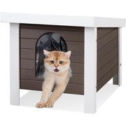 GONICHA 24 "Poly Lumber Outdoor Cat House, Weatherproof Cat Houses for Outdoor Cats, Feral Cat Shelter with Vent Plugs for Both Outdoor and Indoor - Coffee