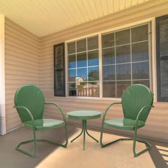 GONICHA 3-Piece Outdoor Metal Bistro Set, Anti-Rust Retro Metal Table and Chairs for Porch/ Garden/ Yard, Green