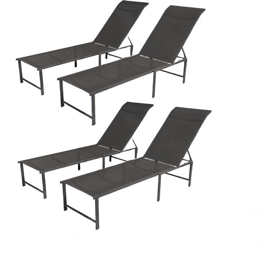 GONICHA 4PCS Outdoor Pool Lounge Chairs, Patio Aluminum Chaise Lounge, Five-Position Recliner Loungers for Poolside Yard Balcony Deck Beach,Gray