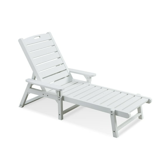 GONICHA Adjustable Chaise Lounge Chair - 350lb Capacity All-Weather Poly Lumber Recliner for Poolside, Patio, Porch - White