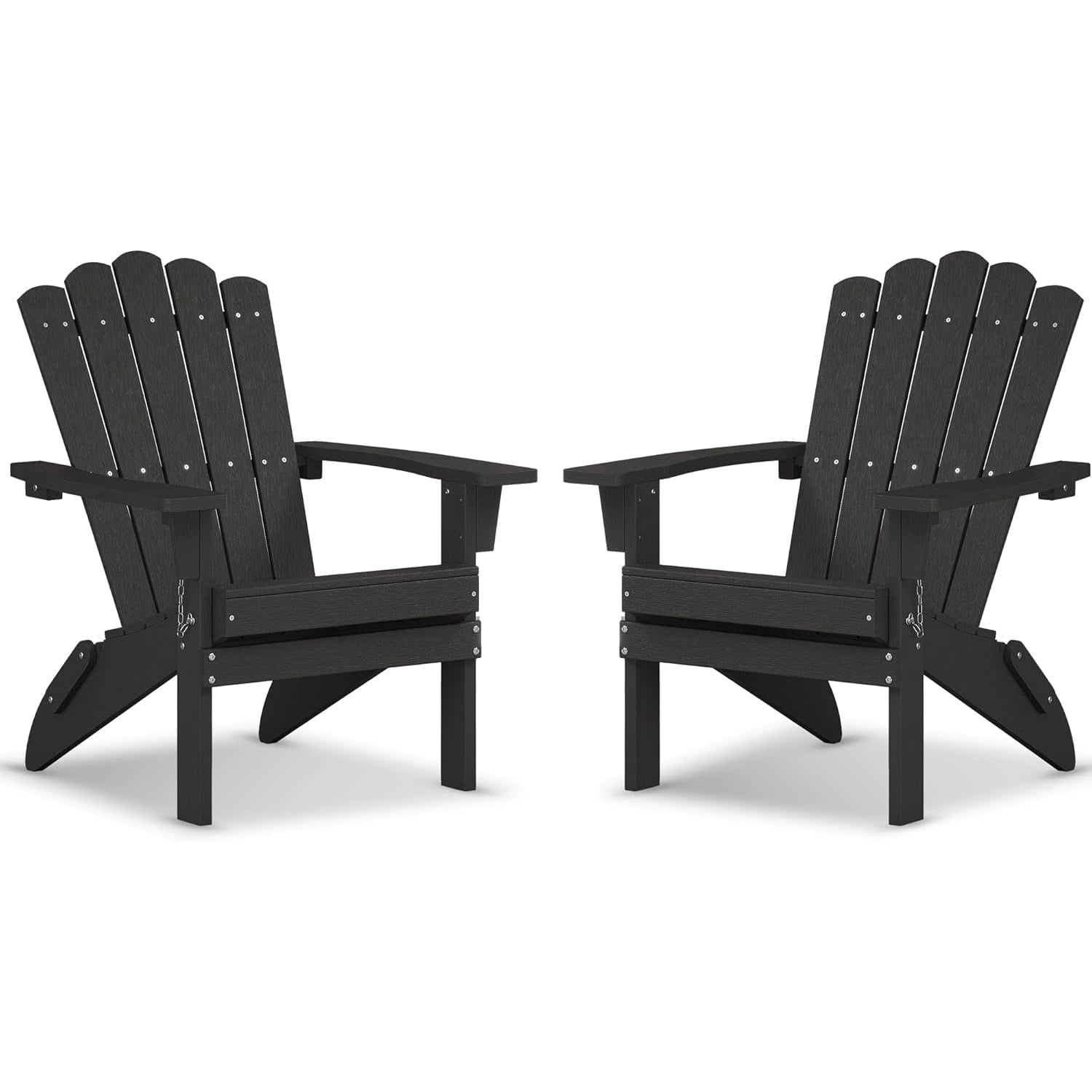 GONICHA Folding Adirondack Chairs Set of 2,Weather-Resistant Patio Chair for Garden, Backyard, Porch, Black