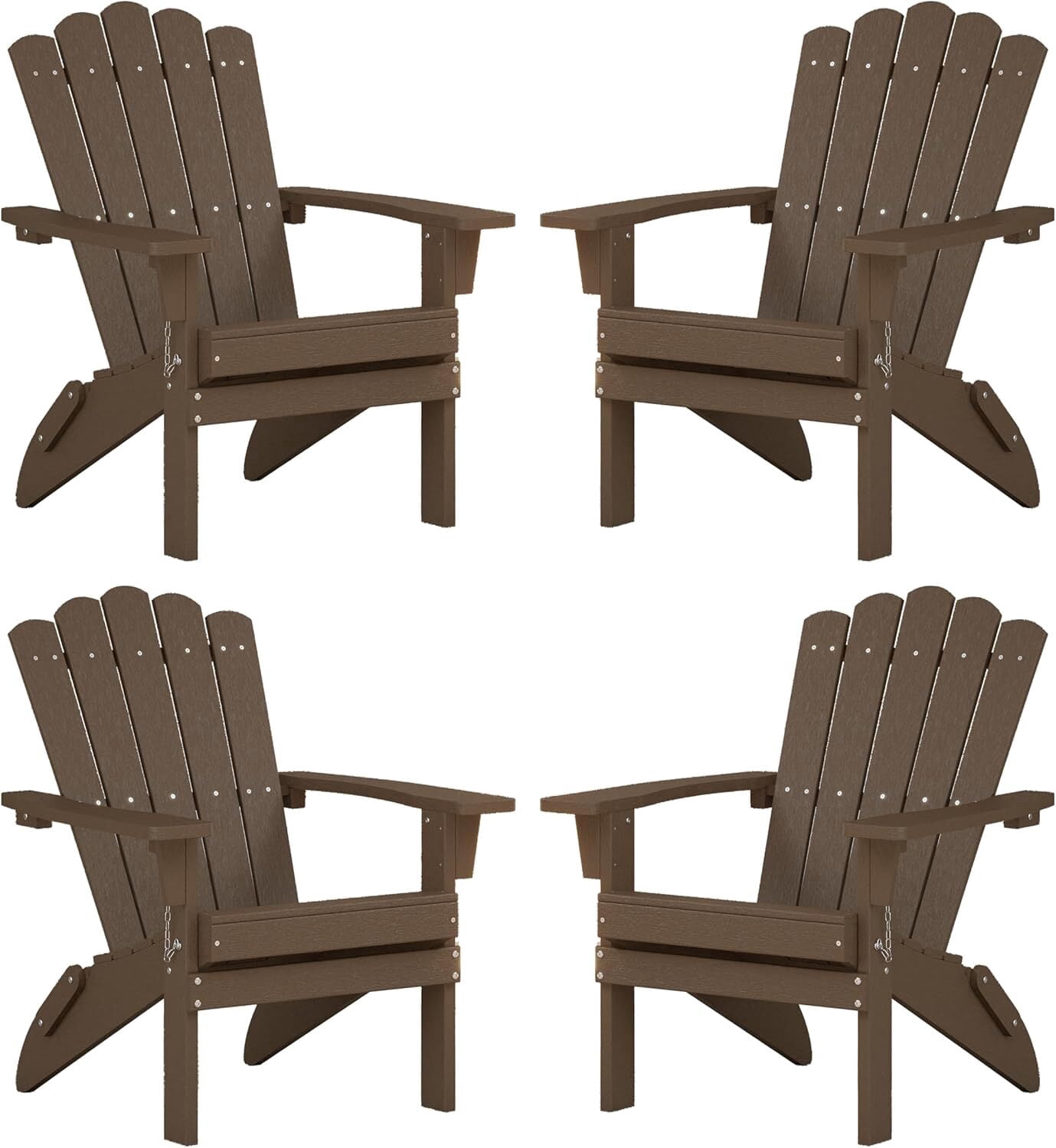 GONICHA Folding Adirondack Chairs Set of 4,Weather-Resistant Patio Chair for Garden, Backyard, Porch, Brown