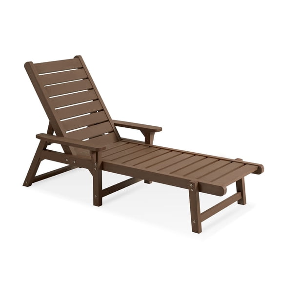 GONICHA Outdoor Lounge Chair - 350lb Capacity All-Weather Poly Lumber Recliner for Poolside, Patio, Porch - Coffee