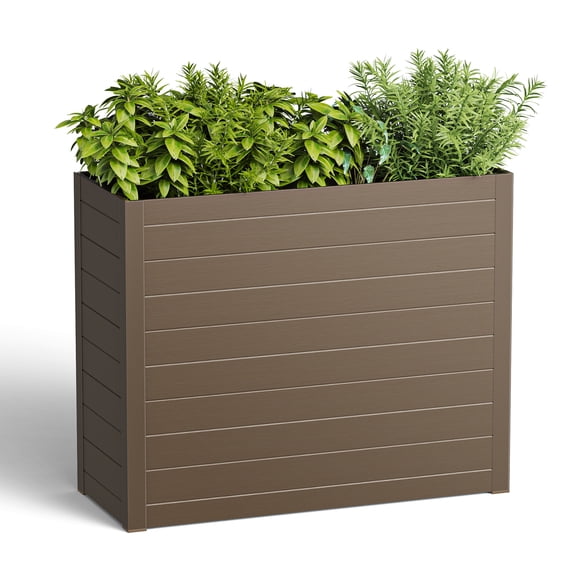 GONICHA Outdoor Planter Box,Large Rectangular All-Weather Garden Bed for Plants, Flowers, Brown