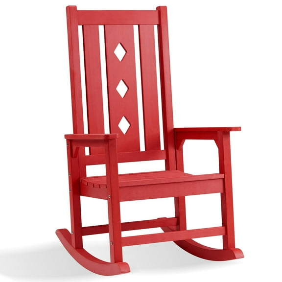 GONICHA Oversized Rocking Chair, Outdoor Rocking Chair for Adults, All Weather Resistant Porch Rocker for Lawn Garden,Red