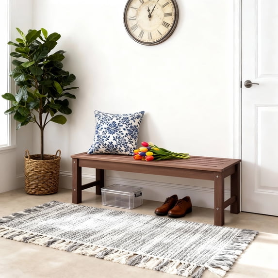 GONICHA Weatherproof Removable Bench,Two Person Outdoor Poly Lumber Patio Backless Bench,Suit for Garden, Porch and Park,Brown