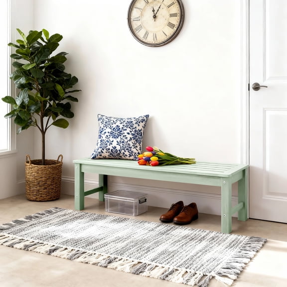 GONICHA Weatherproof Removable Bench,Two Person Outdoor Poly Lumber Patio Backless Bench,Suit for Garden, Porch and Park,Green