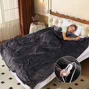 GONUES Electric Blanket 72"x 84" Full Size Soft Warm Flannel Fast Heating Blanket, 4 Fast Heating Levels & 10H Auto off-Dark Grey