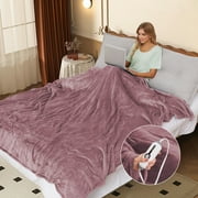 GONUES Electric Blanket 72"x 84" Full Size Soft Warm Flannel Fast Heating Blanket, 4 Fast Heating Levels & 10H Auto off-Purple