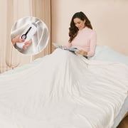 GONUES Electric Blanket 72"x 84" Full Size Soft Warm Flannel Fast Heating Blanket, 4 Fast Heating Levels & 10H Auto off-White